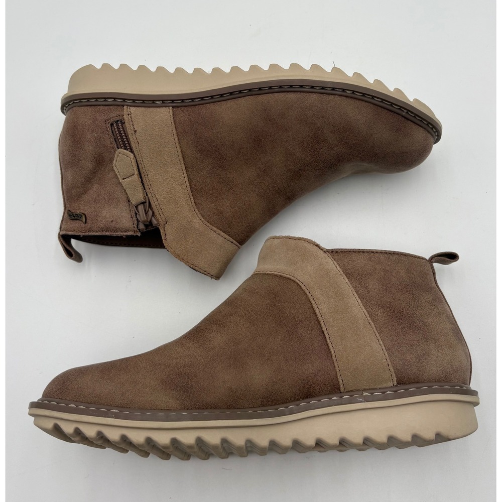 Skechers Arch Fit Ankle Boots Womens 8 Mushroom Brown Side Zip 158603 Comfort